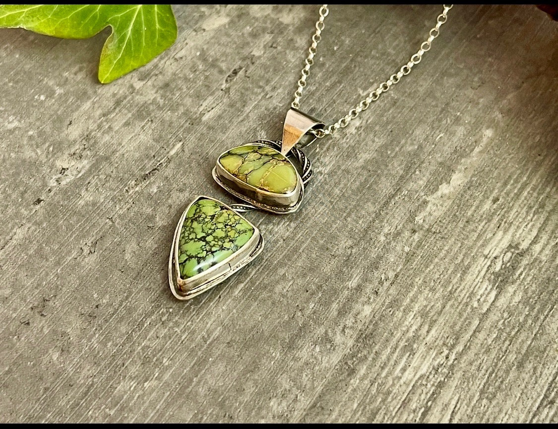 "Thread of Earth"- Treasure Mountain Turquoise Pendant- 2 Stones