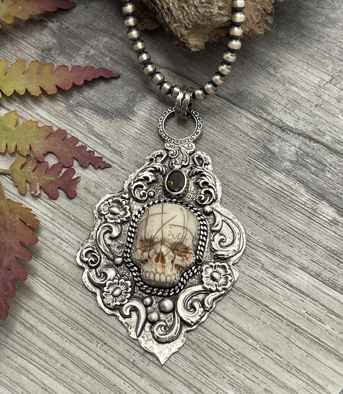 The Mapmaker's Remnant | Laura Mears Porcelain Skull Pendant