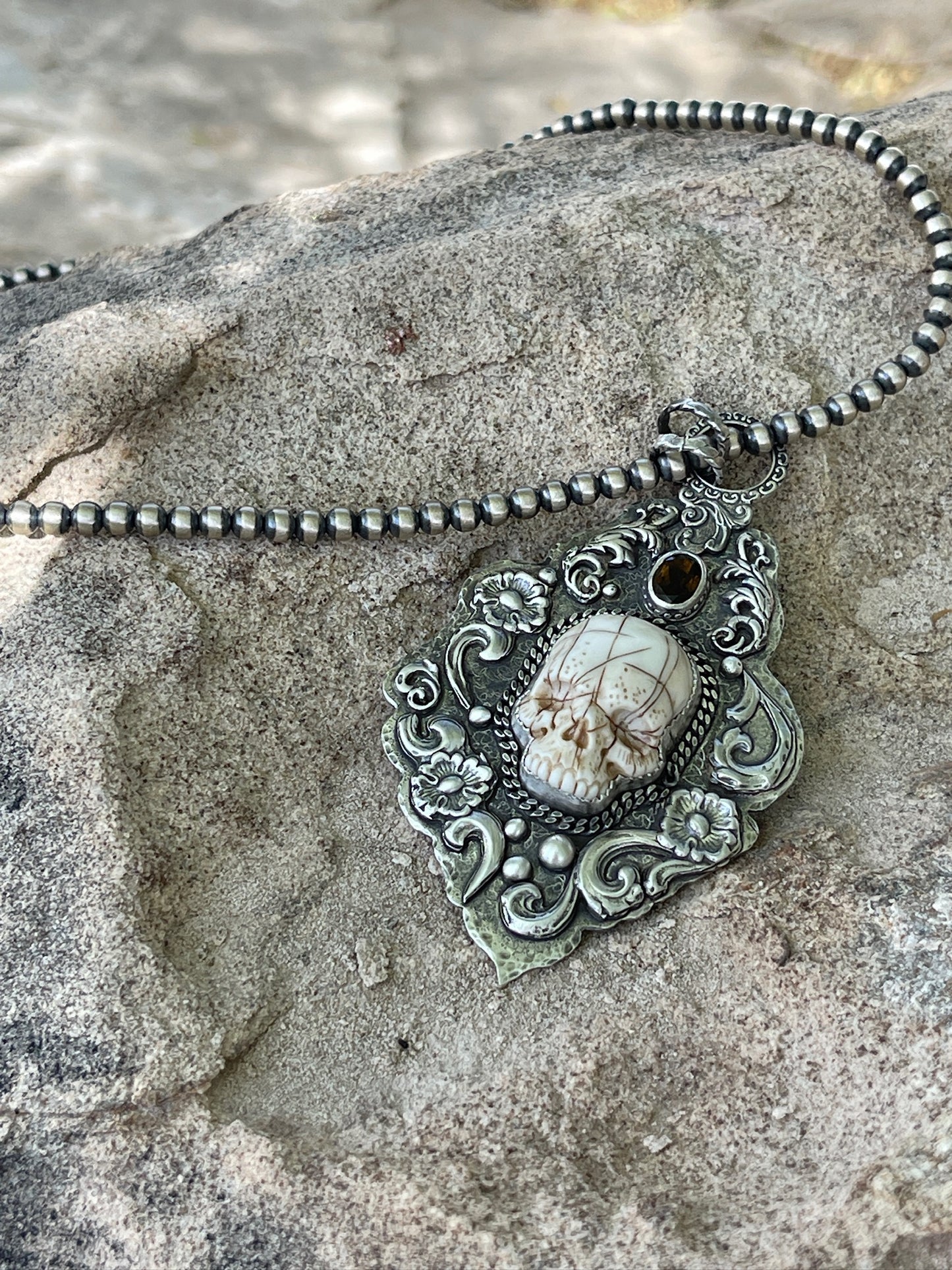 The Mapmaker's Remnant | Laura Mears Porcelain Skull Pendant