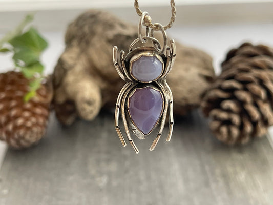"The Dreamspinner"- Holly Blue Agate Spider Pendant