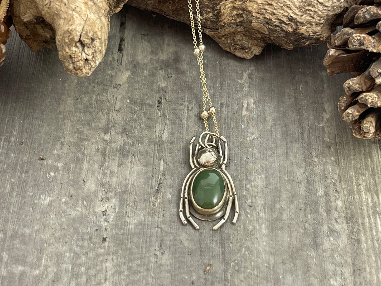 "The Hearthweaver"- Jade Spider Pendant