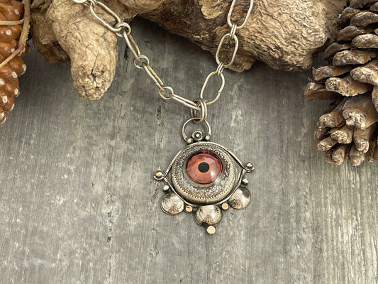 "The Flamewatcher"- Pink Glass Eye Pendant