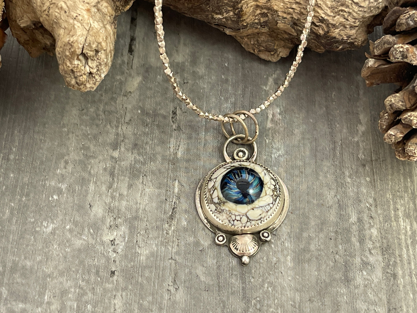 "The Seer of Tides"- Blue Glass Eye Pendant