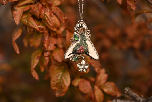 Wings of the Sacred Dawn | Sterling Plumeria with White Topaz Pendant