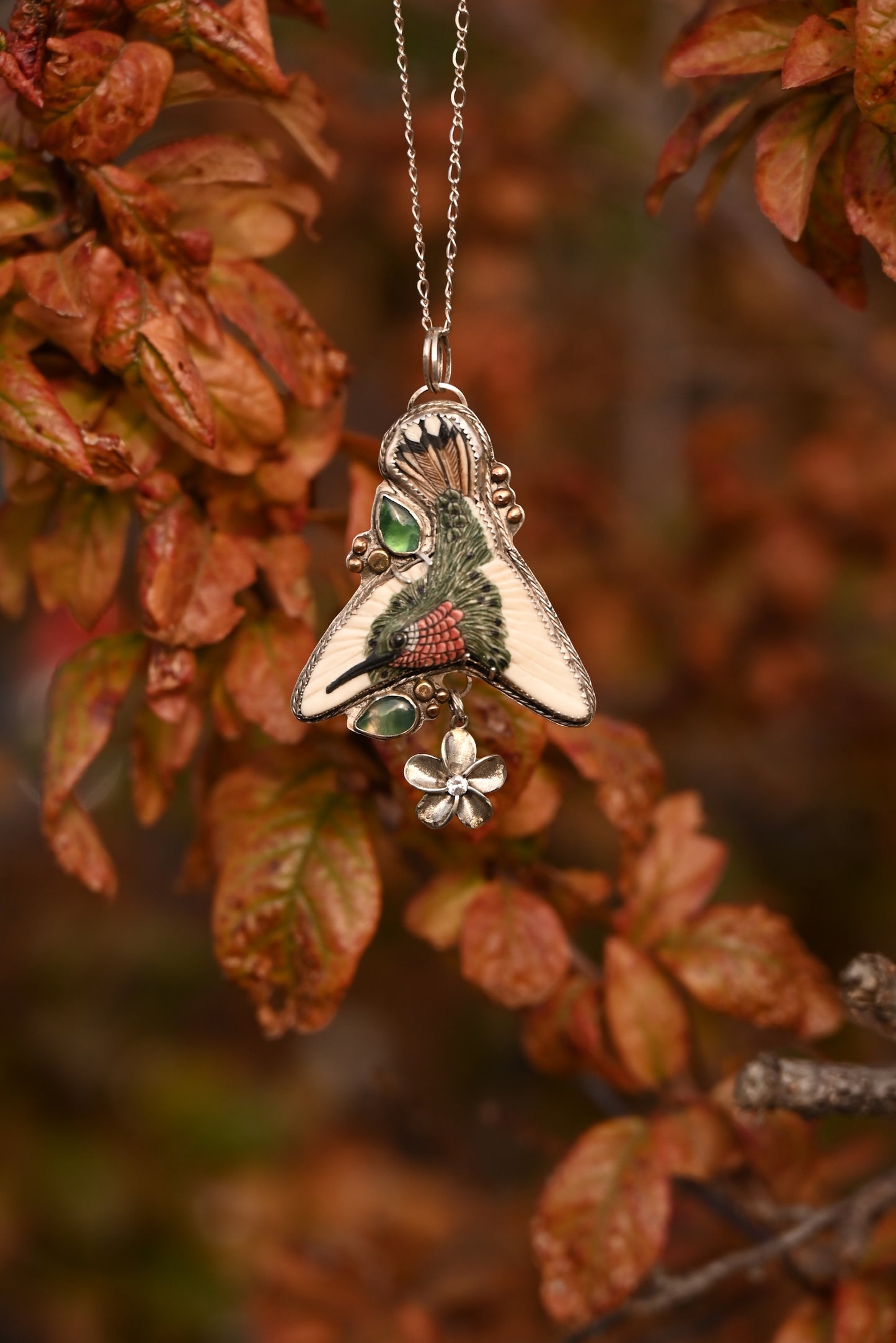 Wings of the Sacred Dawn | Sterling Plumeria with White Topaz Pendant