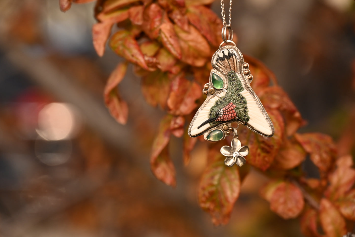 Wings of the Sacred Dawn | Sterling Plumeria with White Topaz Pendant
