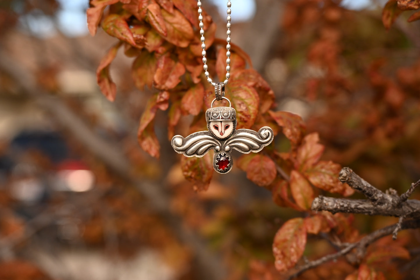 "The Watcher in the Bramble Wood" Laura Mears Porcelain Pendant