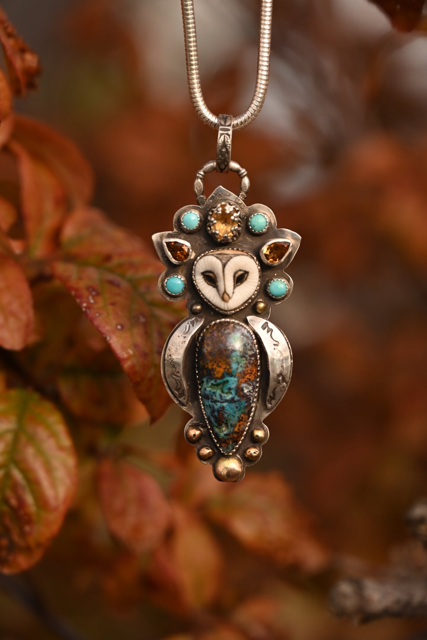 Oracle of the Root & Sky | Copper & Chrysocolla Pendant