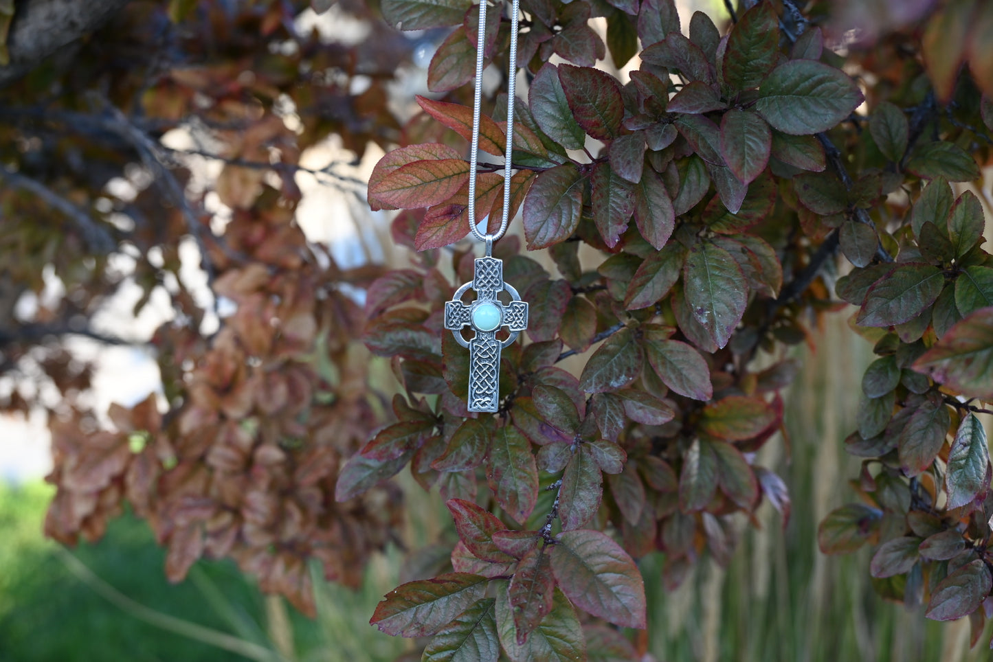 Celtic Cross with Lucin Variscite | Pendant