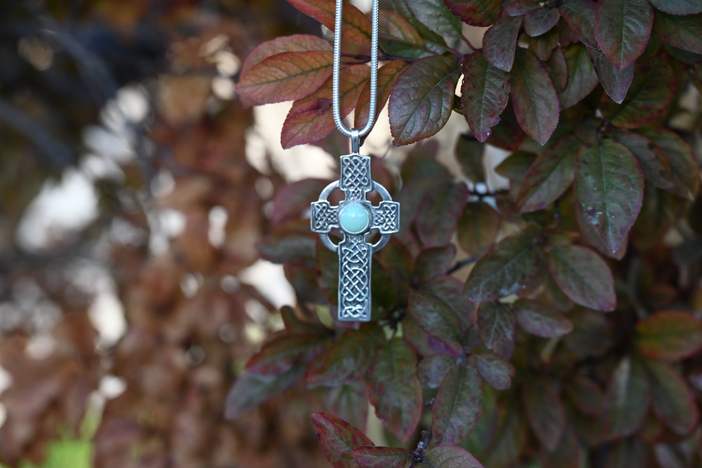 Celtic Cross with Lucin Variscite | Pendant