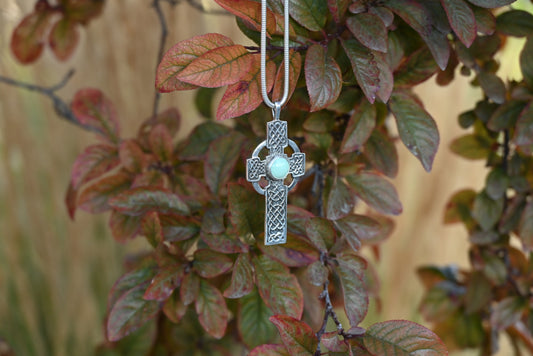 Celtic Cross with Lucin Variscite | Pendant