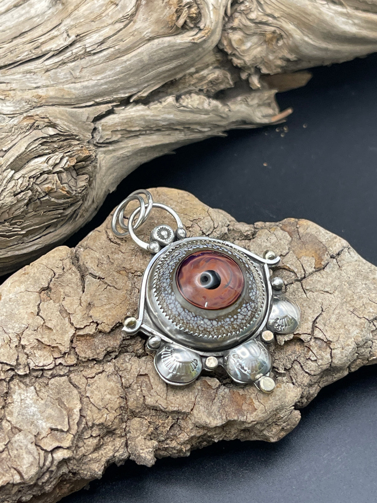 "The Flamewatcher"- Pink Glass Eye Pendant