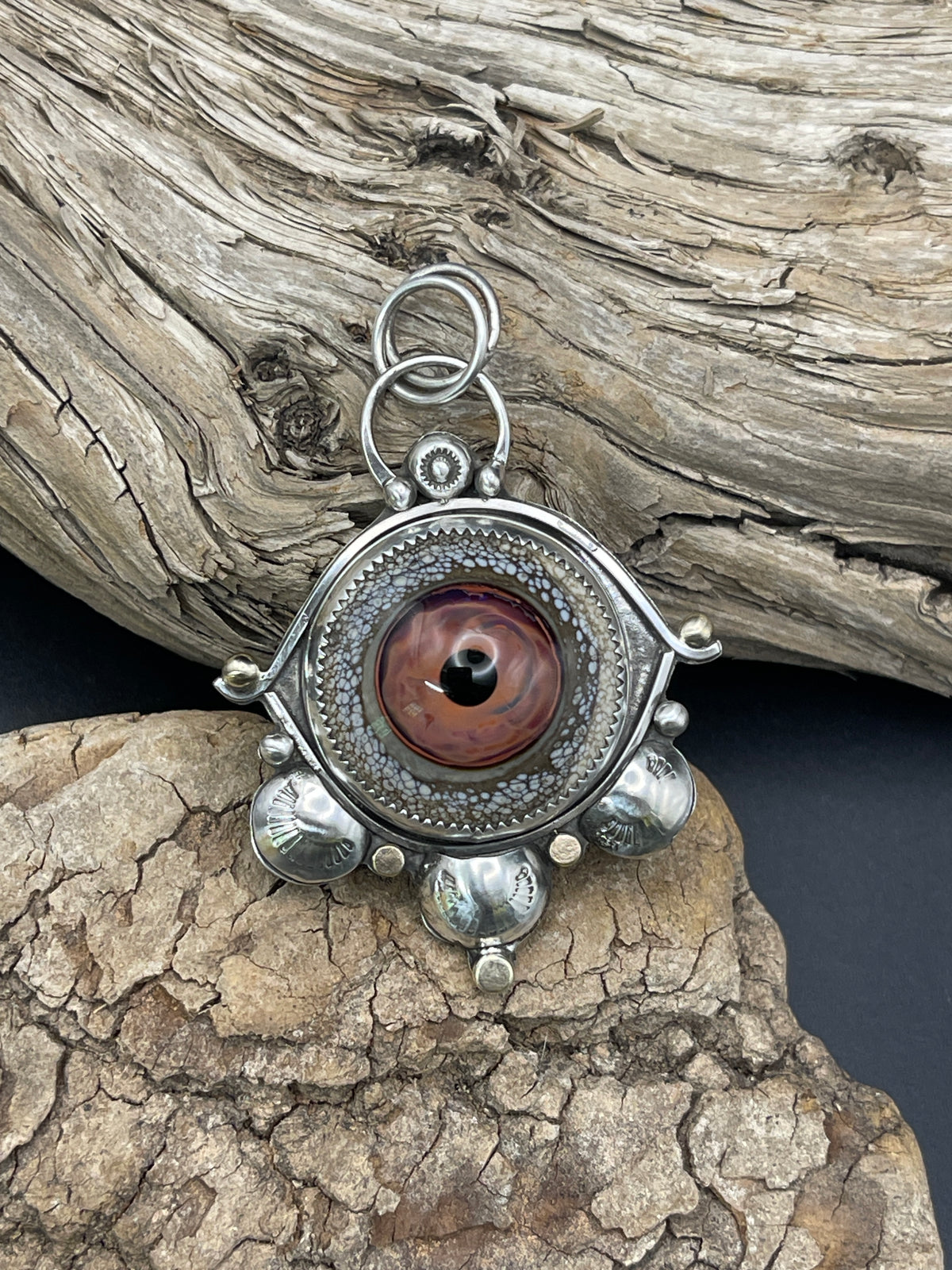 "The Flamewatcher"- Pink Glass Eye Pendant