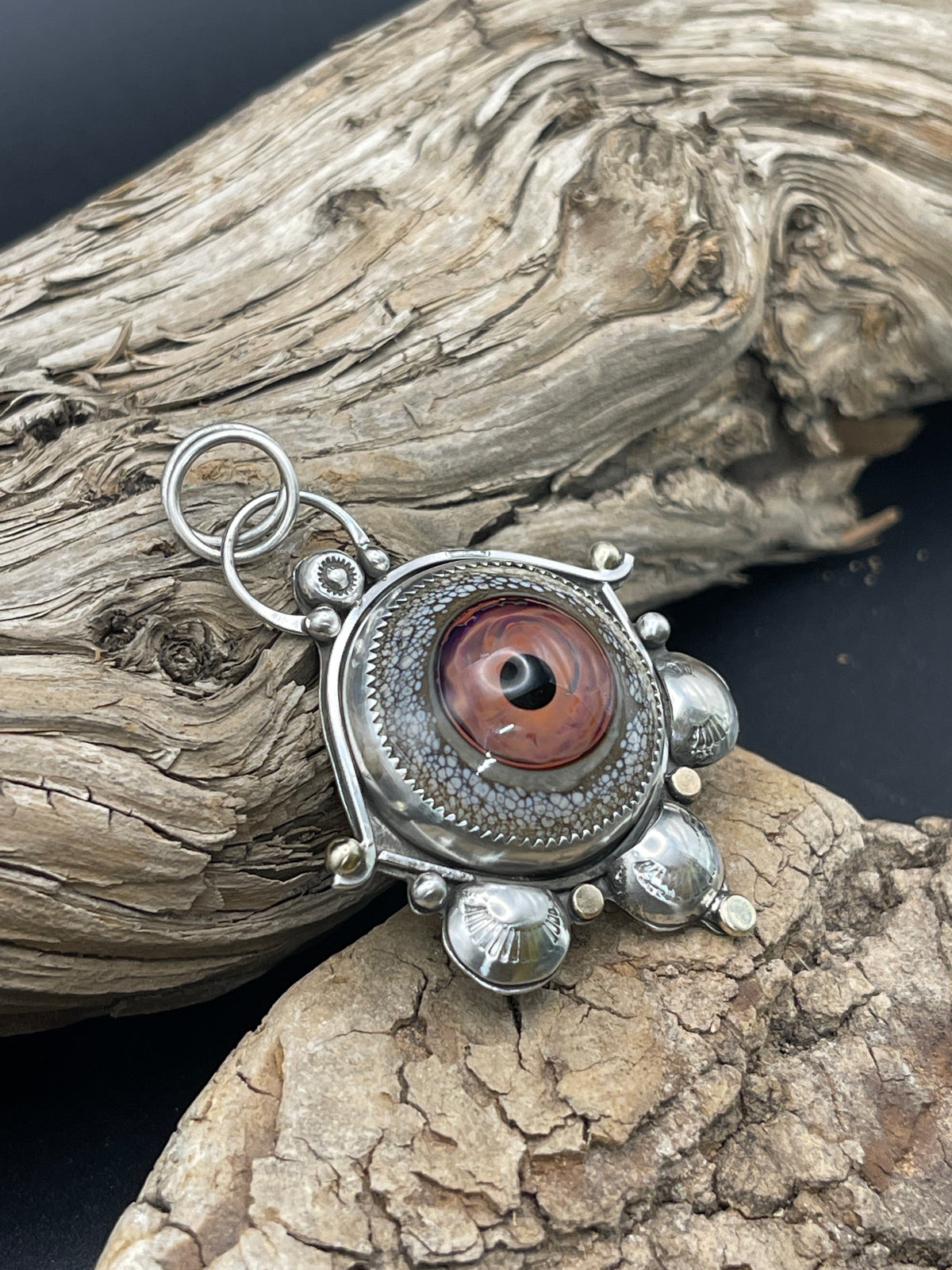 "The Flamewatcher"- Pink Glass Eye Pendant