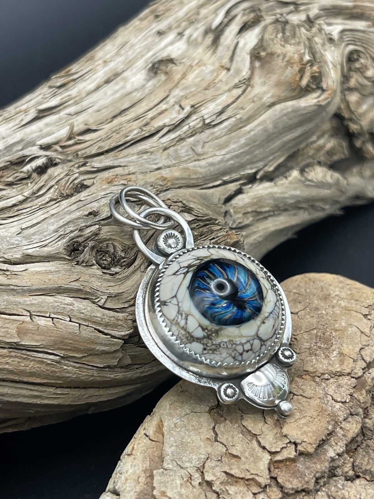 "The Seer of Tides"- Blue Glass Eye Pendant