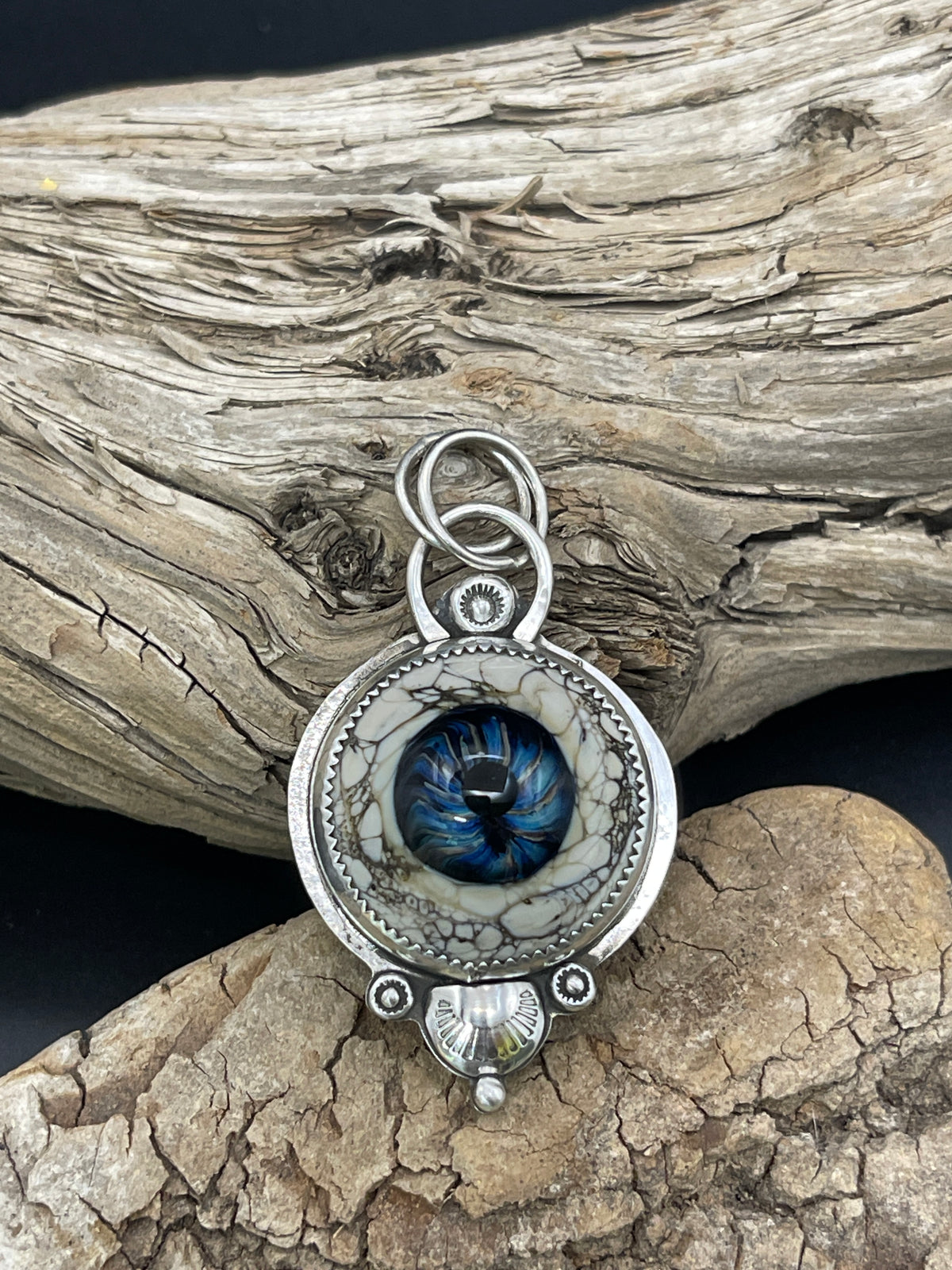 "The Seer of Tides"- Blue Glass Eye Pendant