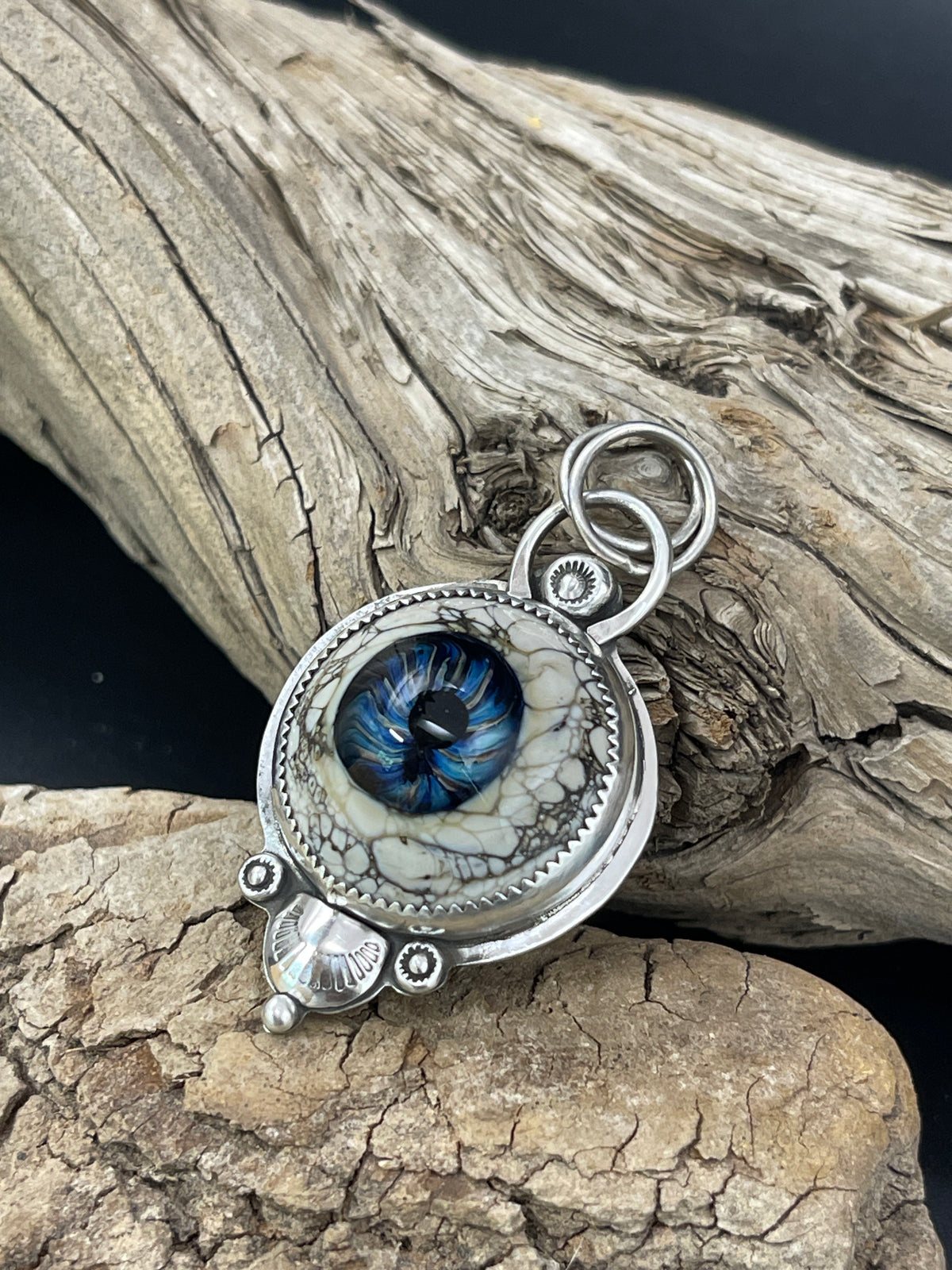 "The Seer of Tides"- Blue Glass Eye Pendant