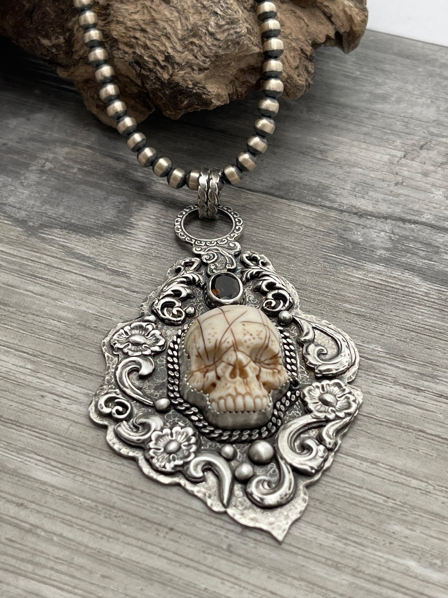 The Mapmaker's Remnant | Laura Mears Porcelain Skull Pendant