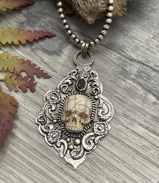 The Mapmaker's Remnant | Laura Mears Porcelain Skull Pendant