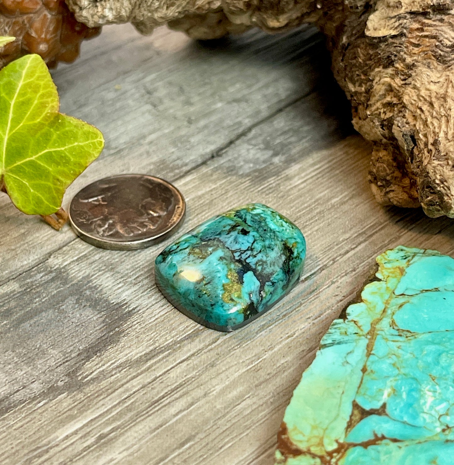 Shadow Box Ring- Old Nevada Turquoise- 32 Carat