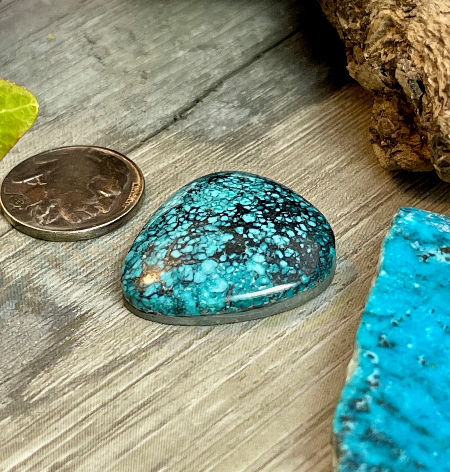 Shadow Box Ring- Hubei Turquoise- 44 Carat