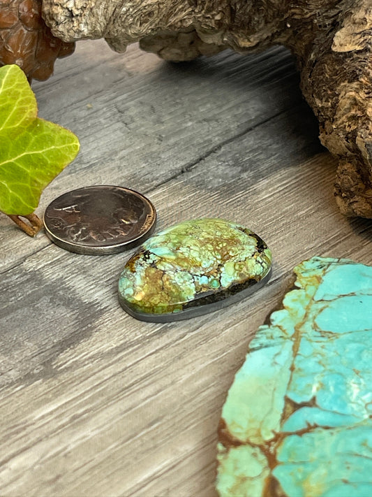 Shadow Box Ring- Webbed Bamboo Mountain Turquoise- 25 Carat