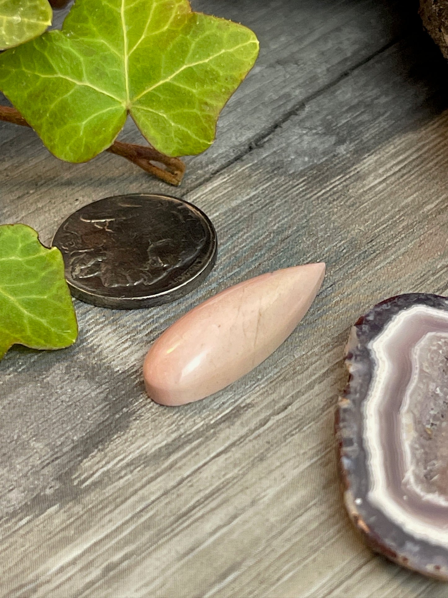 Crowned Teardrop- Australian Pink Opal- 13 Carat