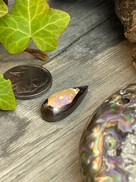 Crowned Teardrop- Australian Boulder Opal- 14 Carat