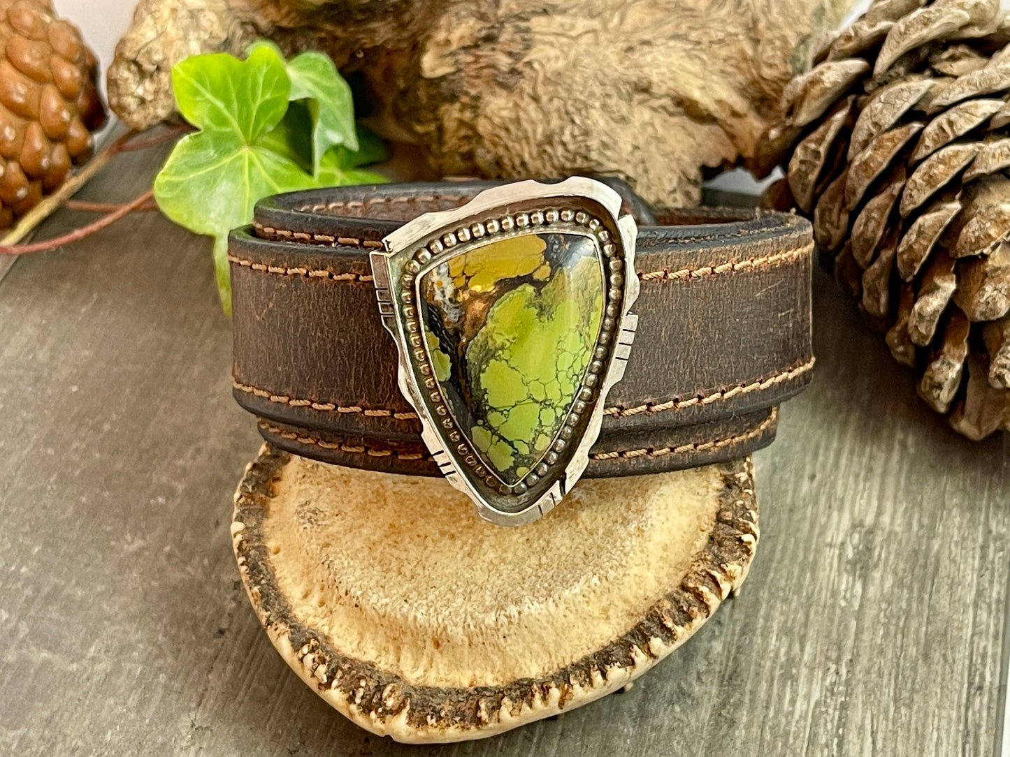 Leather Cuff- Treaasure Mountain Turquoise