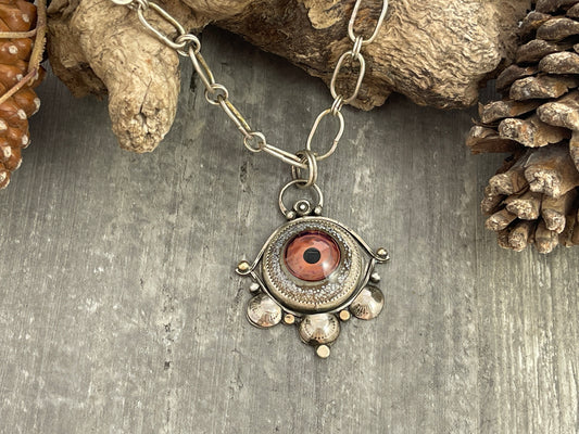 Pink Glass Eye Pendant