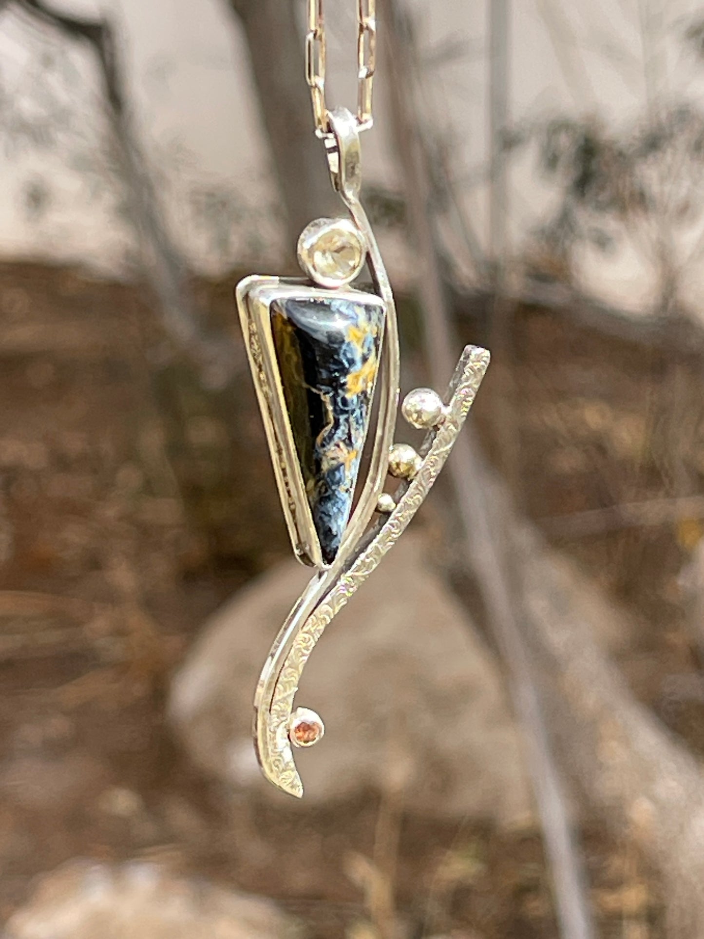 Petiersite Pendant with Citrine- "Fluidity"